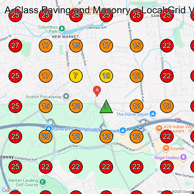 A-Class Paving and Masonry GeoGrid visibility map for Paving Contractor in Bound Brook
